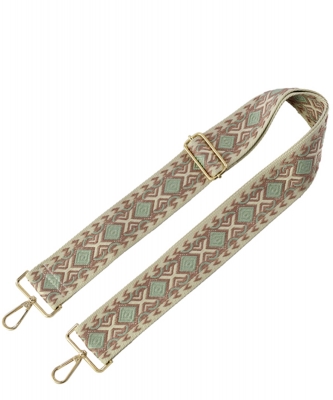 Wide Aztec Tribal Pattern Guitar Strap SS050R SAGE/MAUVE
